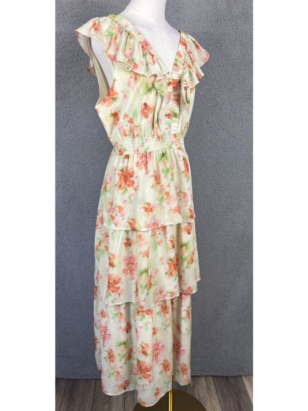 Grace Karin Women's Summer Floral Ruffle Tiered Midi Dress Multi  Size XL NWT's. - Picture 3 of 8